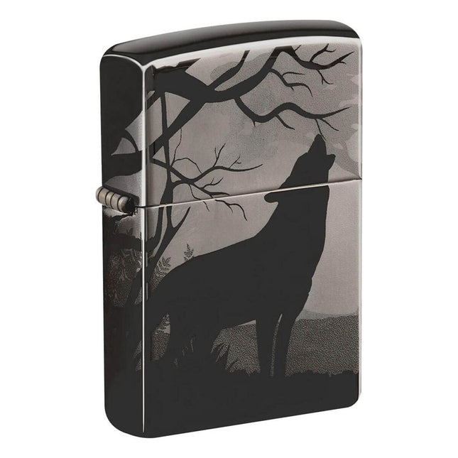 Zippo Lighter: Wolves Design Black Ice | 49188
