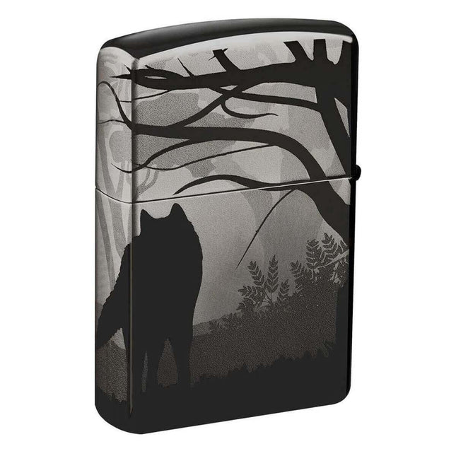 Zippo Lighter: Wolves Design Black Ice | 49188