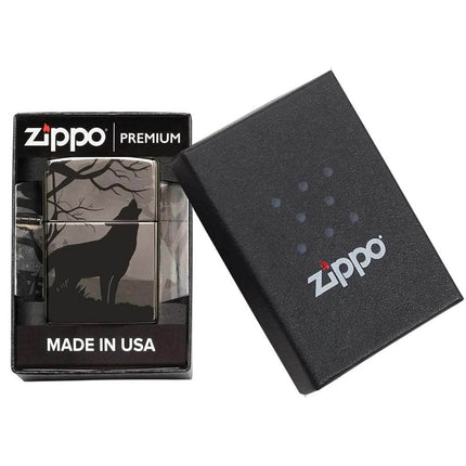 Zippo Lighter: Wolves Design Black Ice | 49188